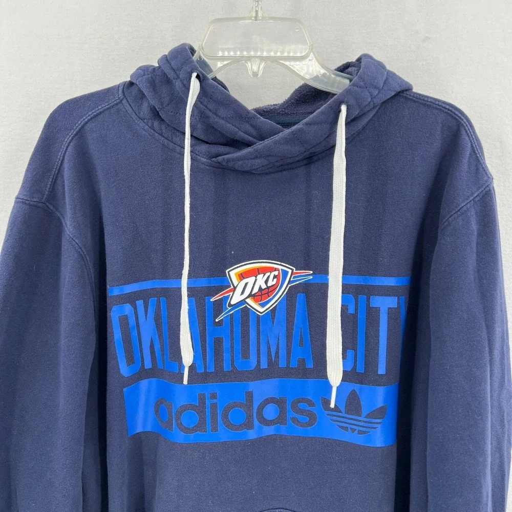 Adidas Oklahoma City Thunder Pullover Hoodie Mens Size Large Blue Quilted Fleece